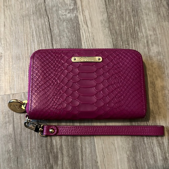 GiGi New York python wristlet in pink - Picture 1 of 5